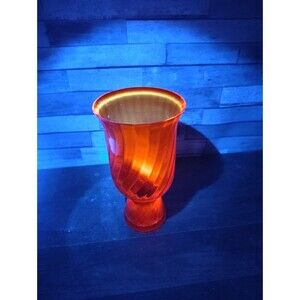 Morgantown Orange Candle Holder Vase Art Glass 9913 Federal Glow MCM